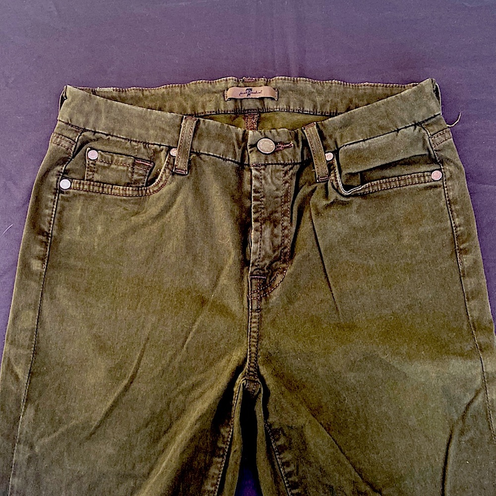 7 for all Mankind jeans in dark olive. Size 28.